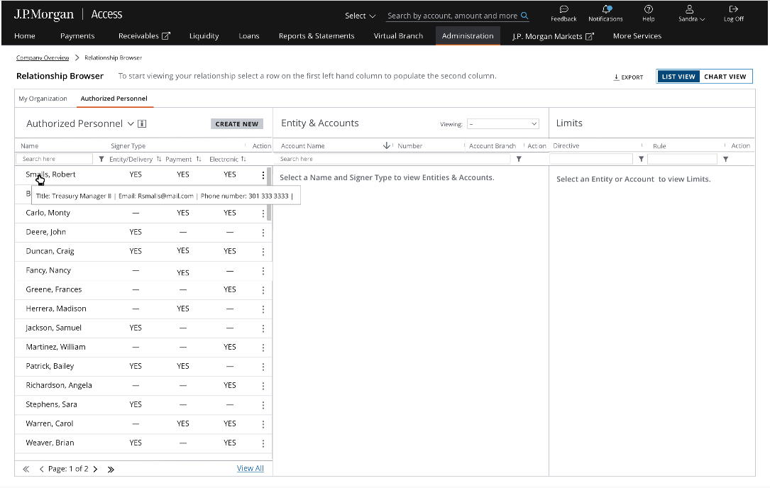 Relationship Matrix Person Info Hover